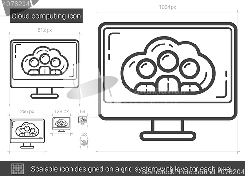 Image of Cloud computing line icon.