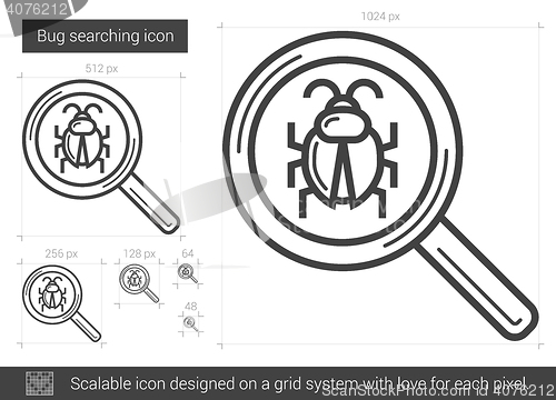 Image of Bug searching line icon.
