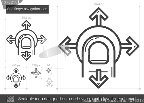 Image of One-finger navigation line icon.