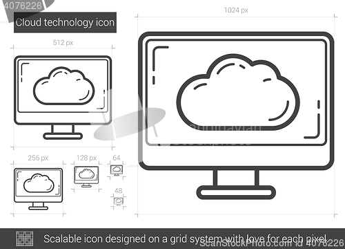 Image of Cloud technology line icon.