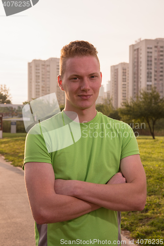 Image of portrait of a young man on jogging