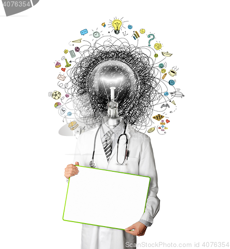 Image of lamp head doctor man have got an idea