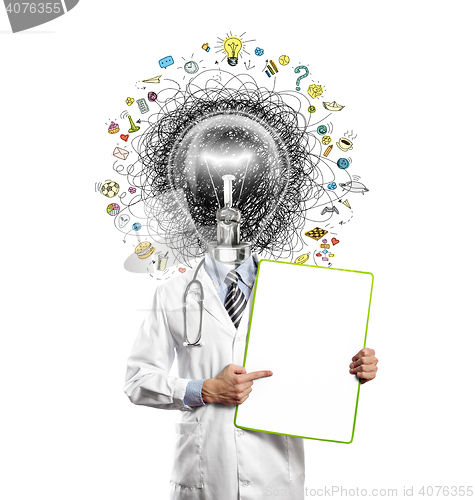 Image of lamp head doctor man have got an idea