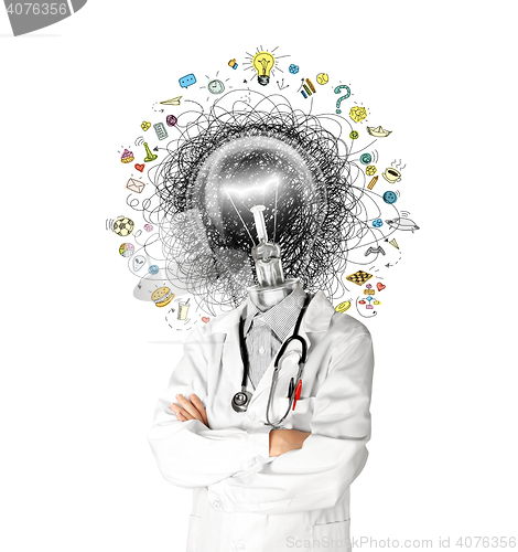 Image of lamp head doctor man have got an idea