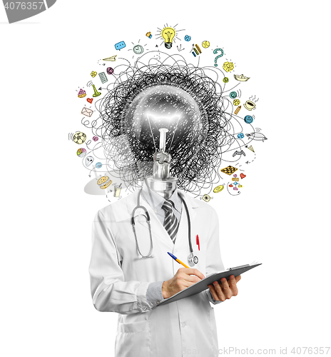 Image of lamp head doctor man have got an idea