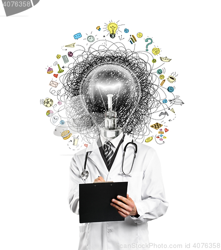 Image of lamp head doctor man have got an idea