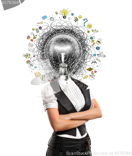 Image of lamp head woman have got an idea