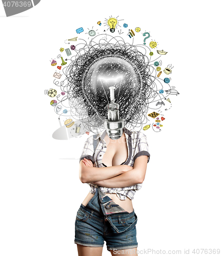 Image of lamp head woman have got an idea