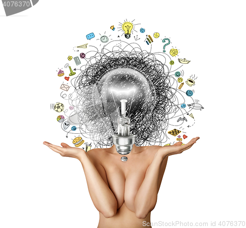 Image of lamp head woman have got an idea