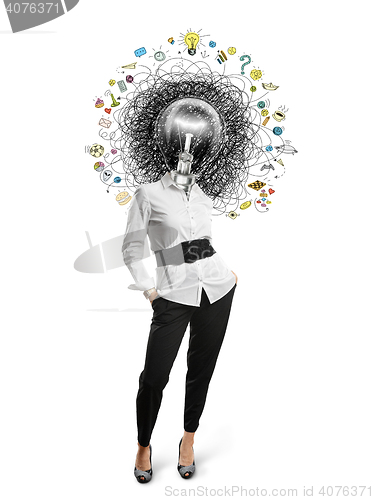 Image of lamp head woman have got an idea