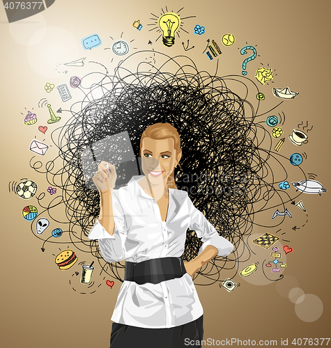 Image of Vector Business Woman Writing Something