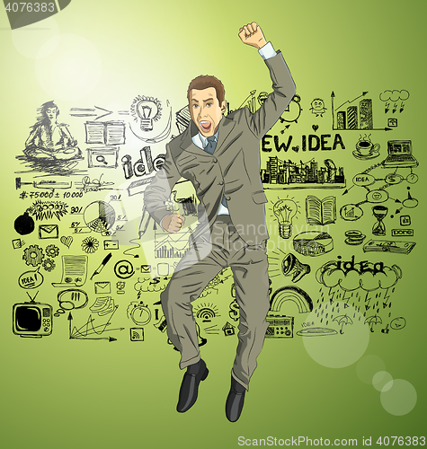 Image of Vector Businessman With Hands Up