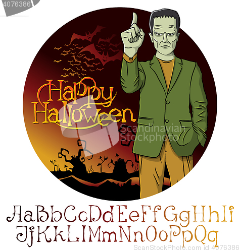 Image of Vector Cartoon Frankenstein Halloween