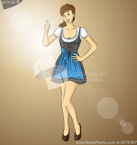 Image of Vector Cute Woman In Drindl On Oktoberfest