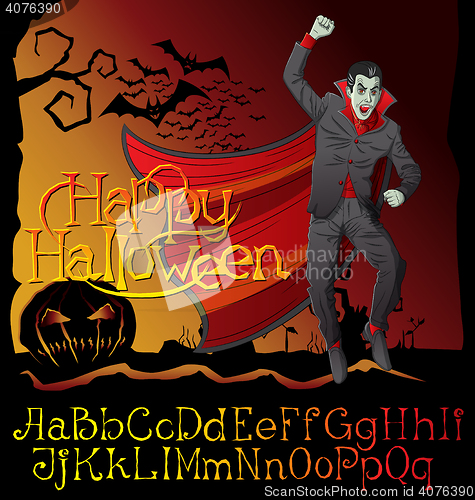 Image of Halloween font set and Vector Vampire Dracula