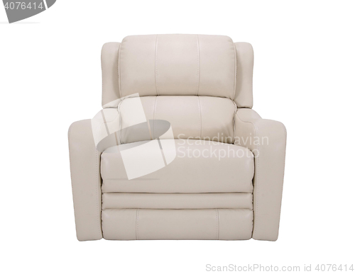 Image of studio shot of a leather white armchair isolated 