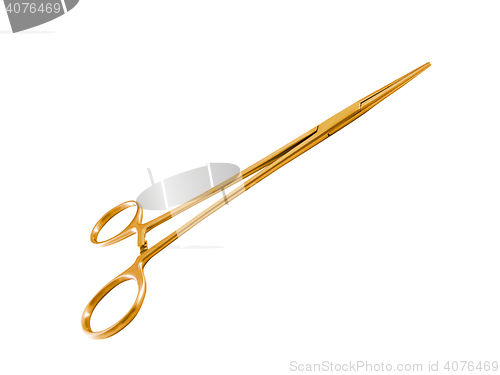 Image of golden surgical medical clamp