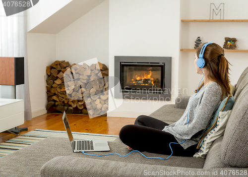 Image of Working at home while listen music