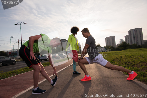 Image of multiethnic group of people on the jogging