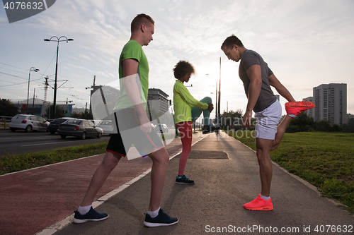 Image of multiethnic group of people on the jogging