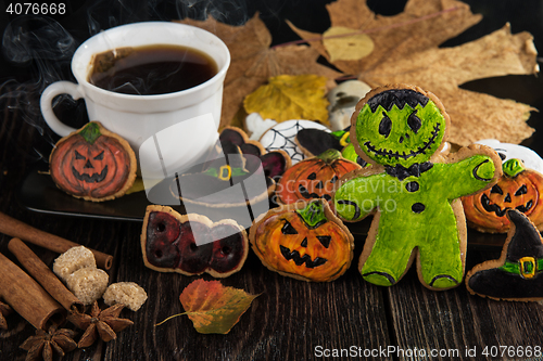 Image of Homemade delicious ginger biscuits for Halloween