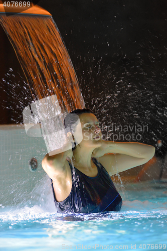 Image of Relaxation pool in spa with waterfall