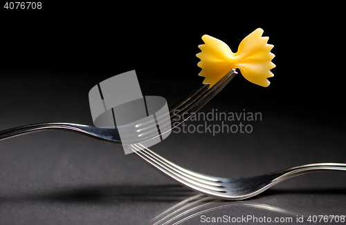 Image of Pasta farfalle on a fork