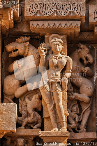 Image of Famous sculptures of Khajuraho temples, India