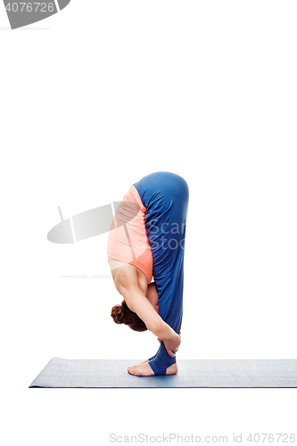 Image of Woman doing Ashtanga Vinyasa Yoga Surya Namaskar Sun Salutation 