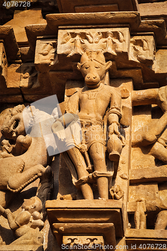 Image of Famous sculptures of Khajuraho temples, India