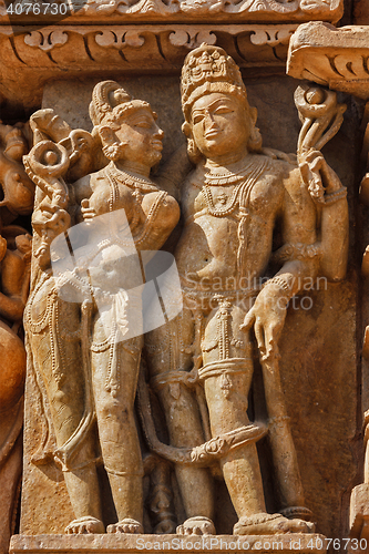 Image of Famous sculptures of Khajuraho temples, India