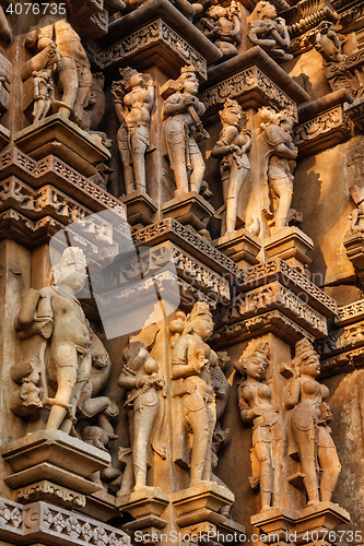 Image of Famous sculptures of Khajuraho temples, India