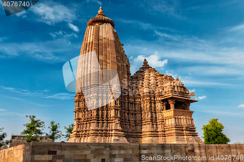 Image of Famous temples of Khajuraho with sculptures, India