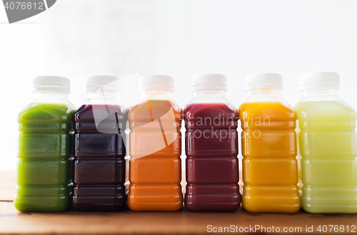 Image of bottles with different fruit or vegetable juices