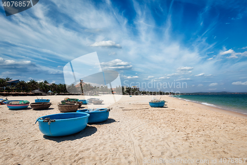 Image of Fishing boats on beach. Mui Ne, Vietnam