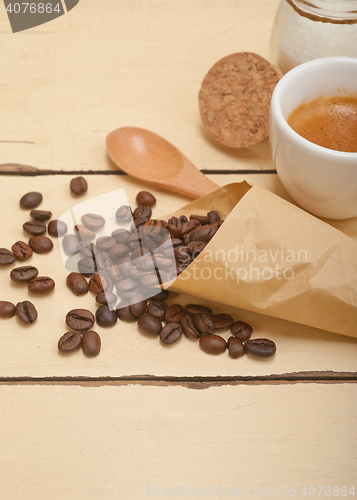 Image of espresso coffee and beans