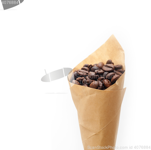 Image of espresso coffee beans on a paper cone