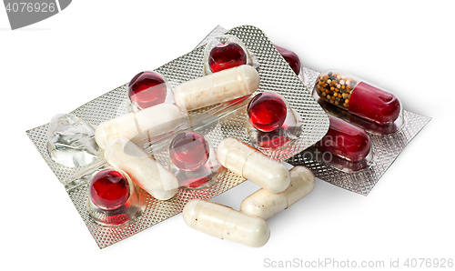 Image of Heap of pills and capsules in package