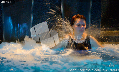 Image of Relaxation pool in spa with waterfall