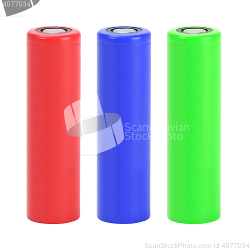 Image of set a of AA size batteries on white background