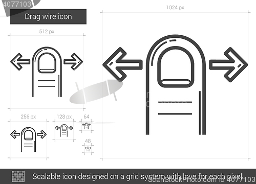 Image of Drag wire line icon.