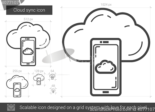 Image of Cloud sync line icon.