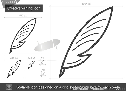 Image of Creative writing line icon.