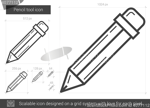 Image of Pencil tool line icon.