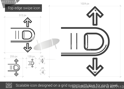 Image of Top edge swipe line icon.