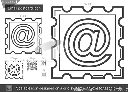Image of Email postcard line icon.