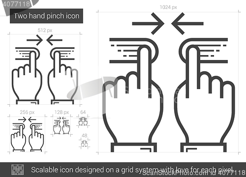 Image of Two hand pinch line icon.