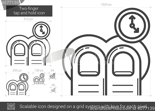 Image of Two-finger tap and hold line icon.