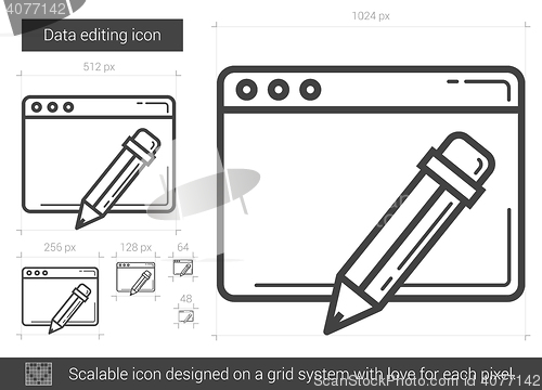 Image of Data editing line icon.