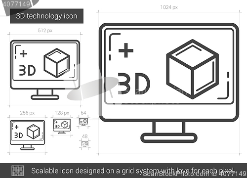 Image of Three d technology line icon.